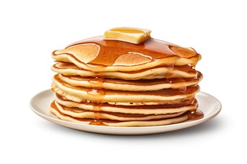 stack of pancakes on a plate - obrazy, fototapety, plakaty