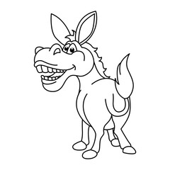 Fototapeta na wymiar Funny donkey cartoon coloring page