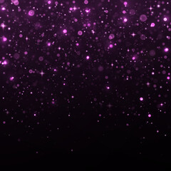 Shiny blur effect. Luxury bokeh background. Sparkle light effect. Bright light particles twinkling on black background.