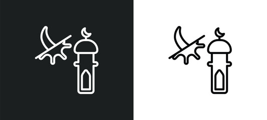 maghrib prayer outline icon in white and black colors. maghrib prayer flat vector icon from religion collection for web, mobile apps and ui.