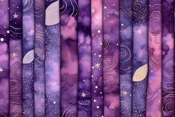 Starry Painted Purple Skies Digital Paper Generative AI 