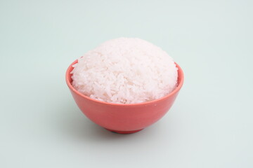 steam rice with red bowl