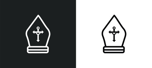 pope outline icon in white and black colors. pope flat vector icon from religion collection for web, mobile apps and ui. - obrazy, fototapety, plakaty