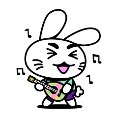 Vector Cartoon Cute Funny Kawaii Easter Bunny Illustration Isolated
