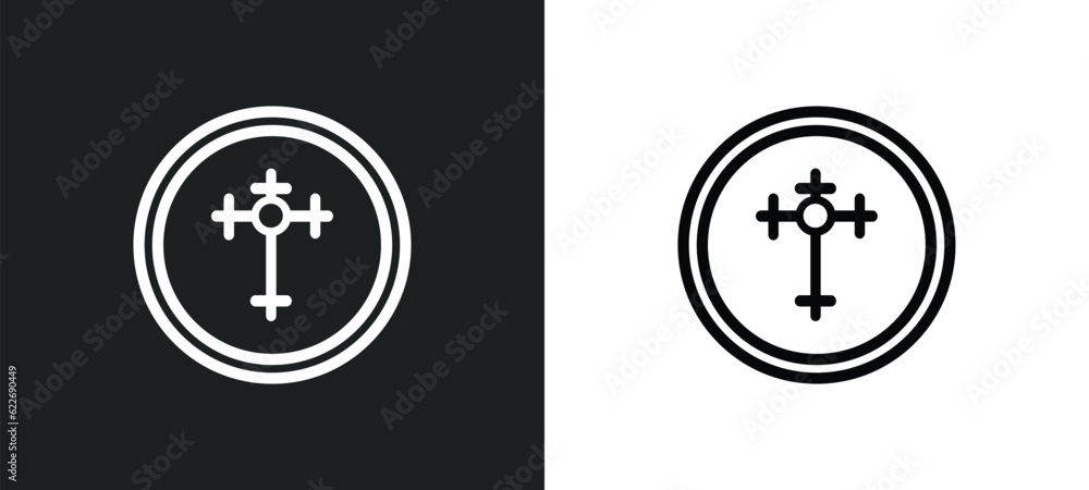 Poster christian outline icon in white and black colors. christian flat vector icon from religion collectio