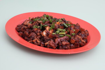 Singapore fried carrot cake with prawn
