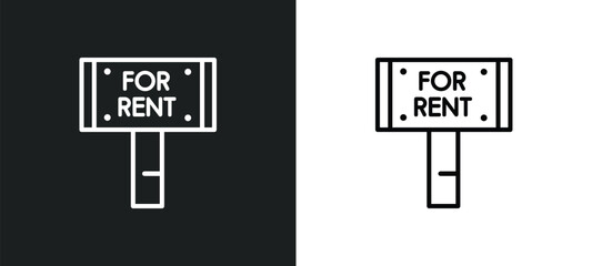 for rent outline icon in white and black colors. for rent flat vector icon from real estate collection for web, mobile apps and ui.