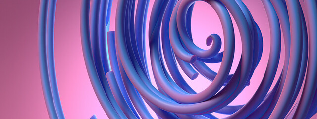 Fototapeta na wymiar Bent circular lines Delicate luxury modern Bezier curve art Blue and pink Abstract, Elegant and Modern 3D Rendering imagehigh Resolution 3D rendering image