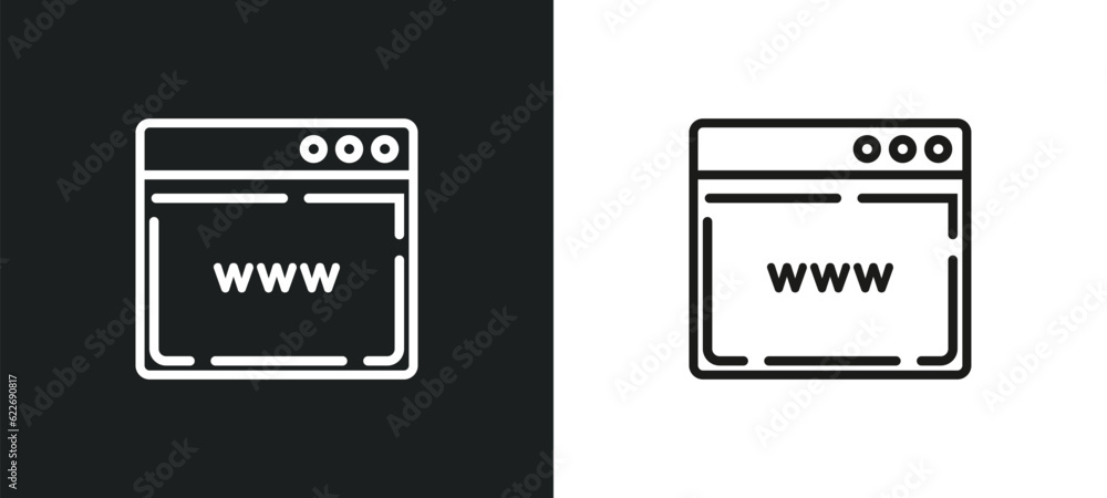Poster web page outline icon in white and black colors. web page flat vector icon from programming collecti