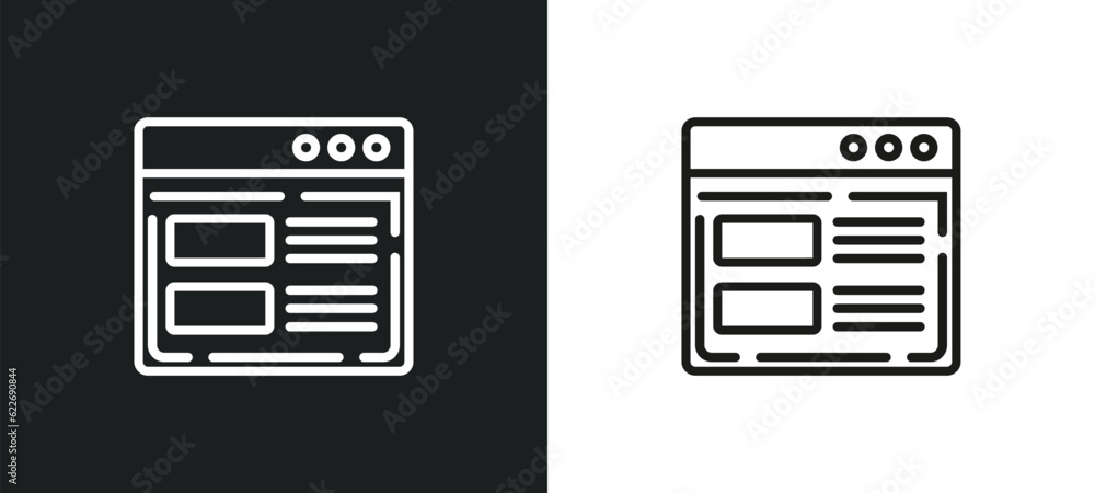 Poster ux de outline icon in white and black colors. ux de flat vector icon from programming collection for
