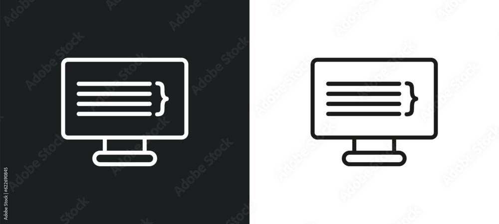 Poster software outline icon in white and black colors. software flat vector icon from programming collecti