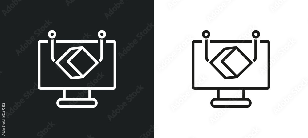 Poster simulation outline icon in white and black colors. simulation flat vector icon from programming coll