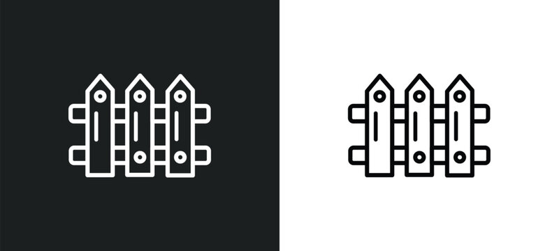fence outline icon in white and black colors. fence flat vector icon from real estate collection for web, mobile apps and ui.