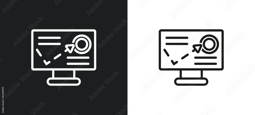 Poster advertising bounce outline icon in white and black colors. advertising bounce flat vector icon from 