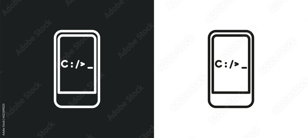 Poster command outline icon in white and black colors. command flat vector icon from programming collection