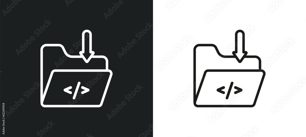 Poster archive outline icon in white and black colors. archive flat vector icon from programming collection