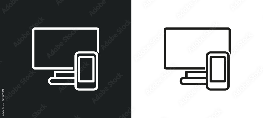 Poster cross-platform outline icon in white and black colors. cross-platform flat vector icon from programm