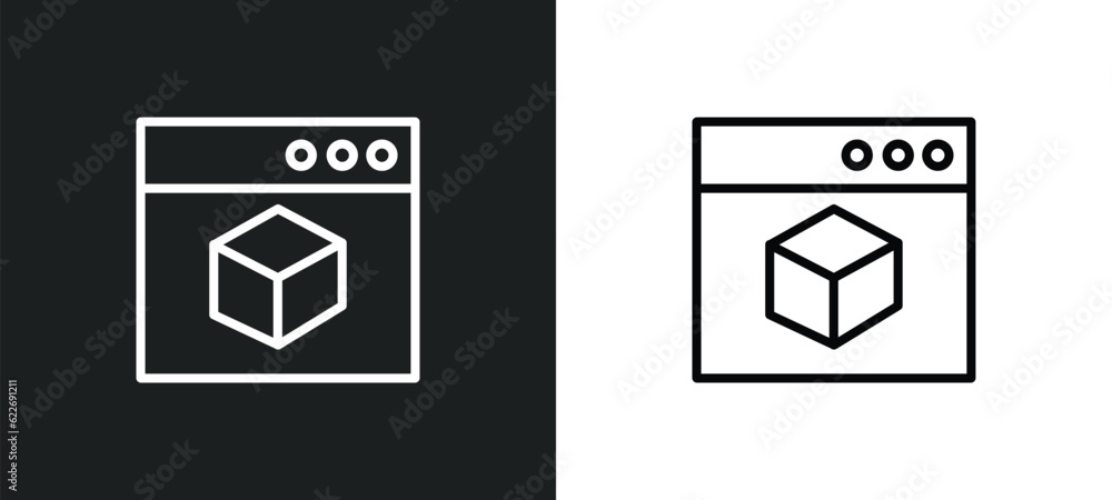 Poster simulation outline icon in white and black colors. simulation flat vector icon from programming coll