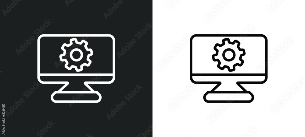 Poster software outline icon in white and black colors. software flat vector icon from programming collecti
