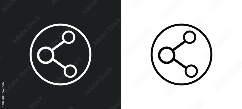 Poster sharing outline icon in white and black colors. sharing flat vector icon from seo collection for web
