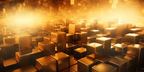 Golden 3d cubes abstract background