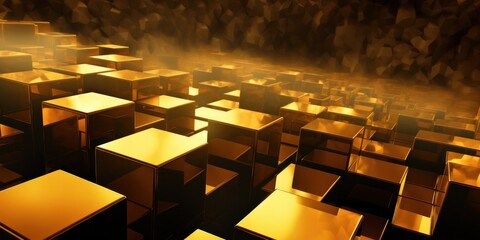 background of gold cubes - obrazy, fototapety, plakaty