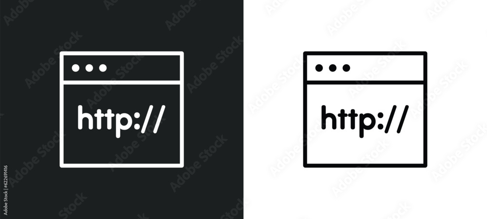 Poster http outline icon in white and black colors. http flat vector icon from programming collection for w