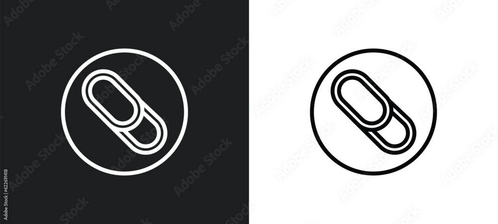 Poster hyperlink outline icon in white and black colors. hyperlink flat vector icon from seo collection for