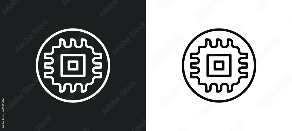 Poster hardware outline icon in white and black colors. hardware flat vector icon from programming collecti