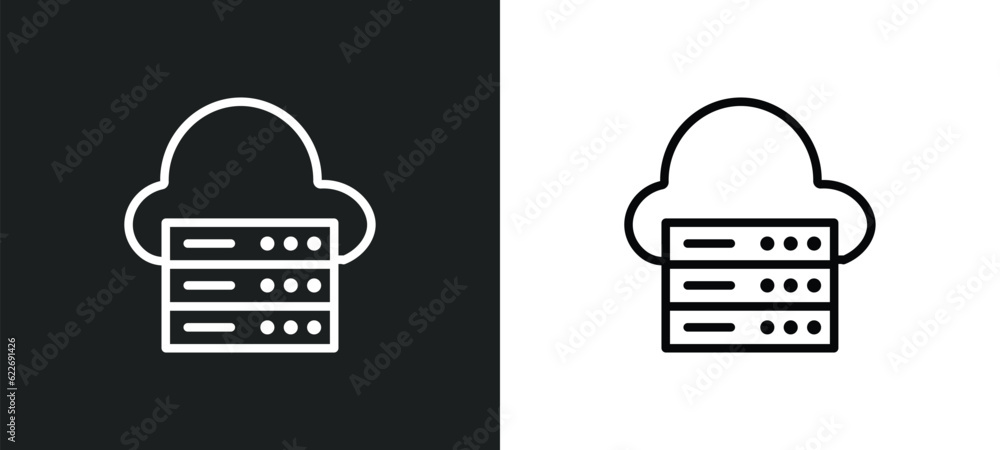 Poster hosting outline icon in white and black colors. hosting flat vector icon from programming collection