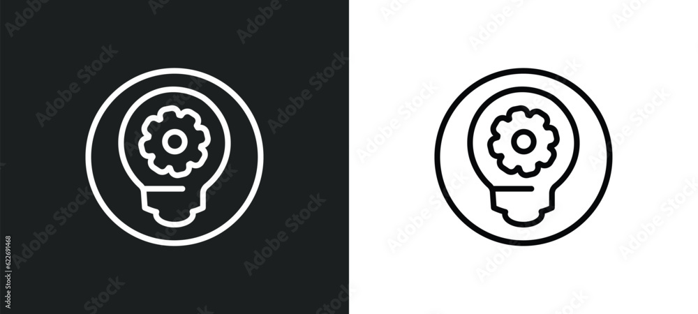 Poster development outline icon in white and black colors. development flat vector icon from programming co