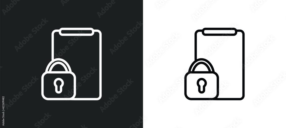 Poster encryption outline icon in white and black colors. encryption flat vector icon from seo collection f