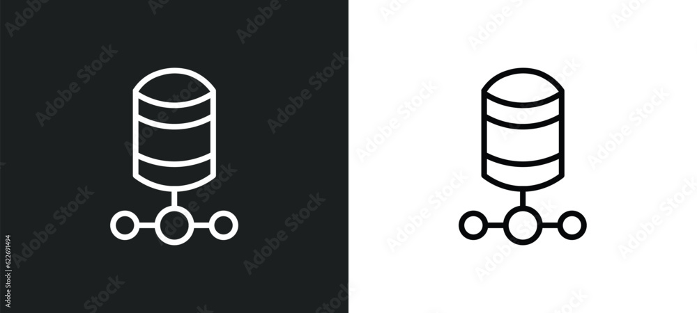 Poster database outline icon in white and black colors. database flat vector icon from programming collecti