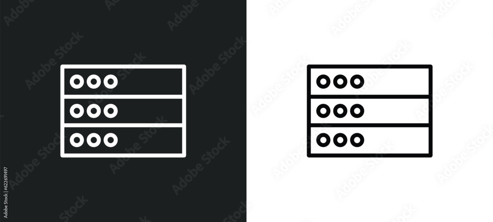 Poster data storage outline icon in white and black colors. data storage flat vector icon from programming 