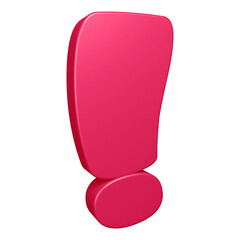 3D pink exclamation mark symbol or icon design