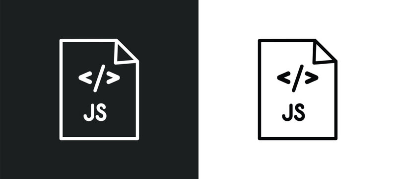 js outline icon in white and black colors. js flat vector icon from programming collection for web, mobile apps and ui.