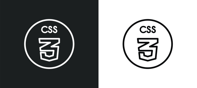 css outline icon in white and black colors. css flat vector icon from programming collection for web, mobile apps and ui.
