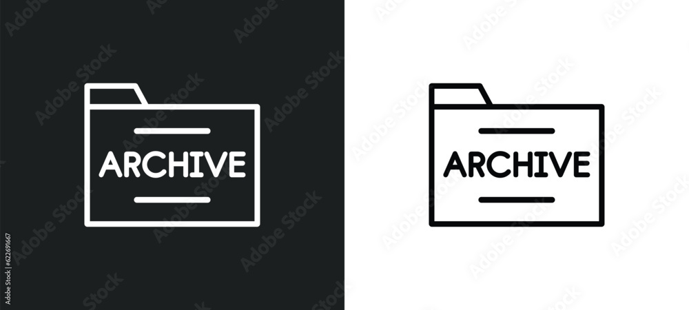 Poster archive outline icon in white and black colors. archive flat vector icon from programming collection
