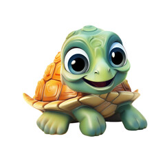 Cute tortoise turtle in cartoon style illustration on white background