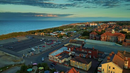 Aerial view of Skegness, a busy tourist town with something for everyone, from stunning campsites to a sunset to die for