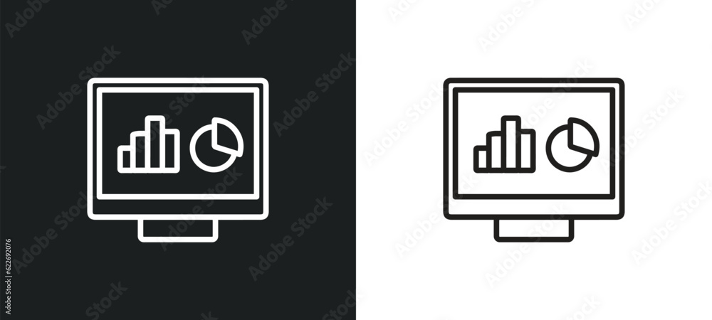 Poster computer systems analyst outline icon in white and black colors. computer systems analyst flat vecto