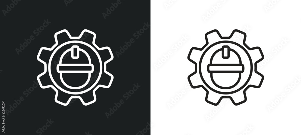 Poster civil engineer outline icon in white and black colors. civil engineer flat vector icon from professi