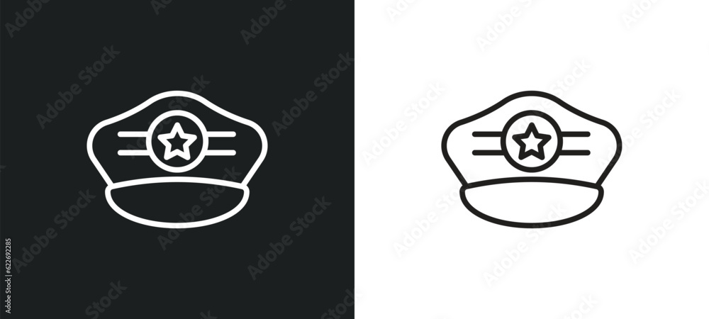 Poster pilot outline icon in white and black colors. pilot flat vector icon from professions collection for