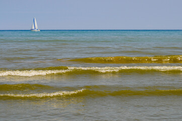 Sailboat On Lake Michigan Near Two Rivers, Wisconsin