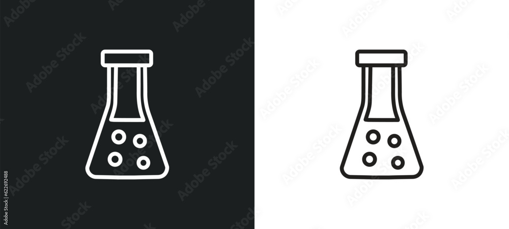 Poster chemist outline icon in white and black colors. chemist flat vector icon from professions collection