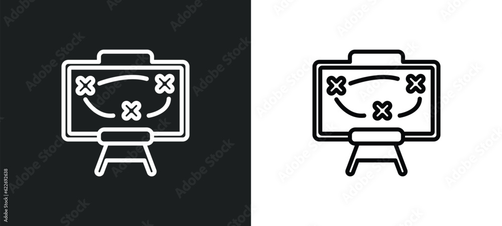 Poster tactics outline icon in white and black colors. tactics flat vector icon from productivity collectio