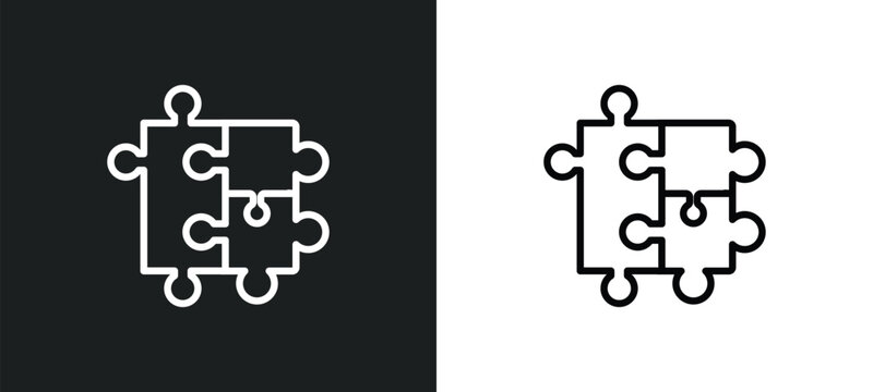 puzzle piece outline icon in white and black colors. puzzle piece flat vector icon from productivity collection for web, mobile apps and ui.