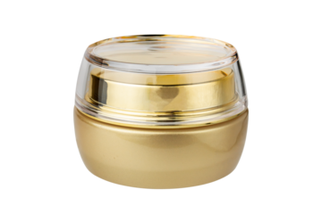 Gold jar of cream isolated on white background.