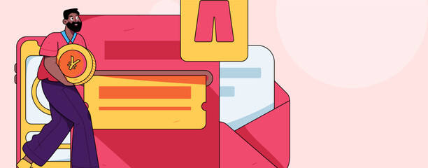 Holiday Shopping E-Commerce Online Shopping People Flat Vector Concept Operation Hand Drawn Illustration
