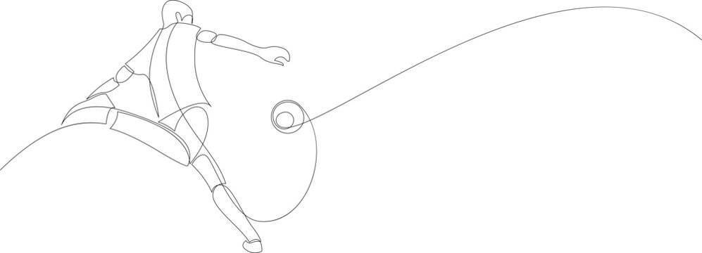 recommend clip art: Young football player kicking the ball continuous one line drawing. Soccer match concept drawn by single line. Sports minimalist design vector illustration.